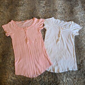 Splendid 2 lightweight short sleeve Henley soft tops